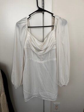 Princess Polly Lillie Long Sleeve White Mini Dress US 6 NWT